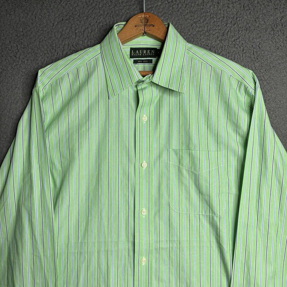 Lauren Ralph Lauren Classic Non-Iron Blue Button Up Dress Shirt Mens Sz 16 34/35